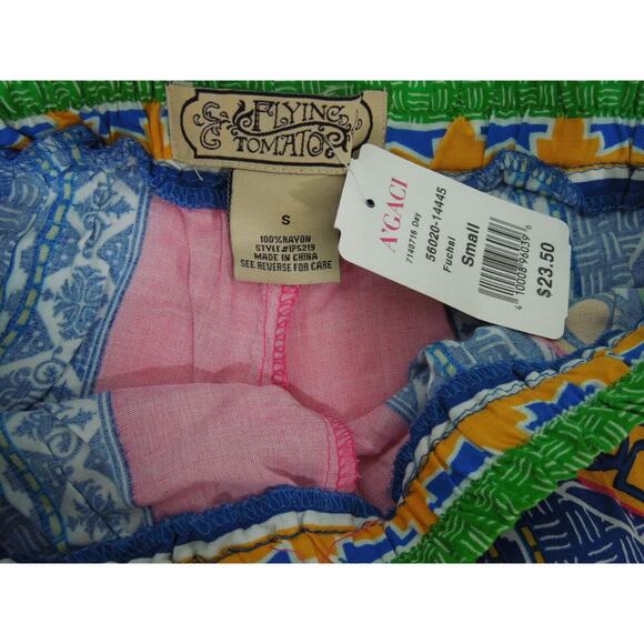 FLYING TOMATOE A'GACI Color Printed S SMALL Rayon Shorts - Picture 5 of 6